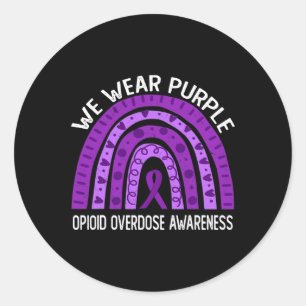 Vi Bära Lila Rainbow för opioid överdosering Aware Runt Klistermärke