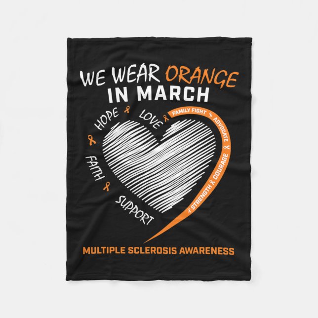 Vi Bära Orange i mars Många Sclerosis Awarene Fleecefilt (Framsidan)
