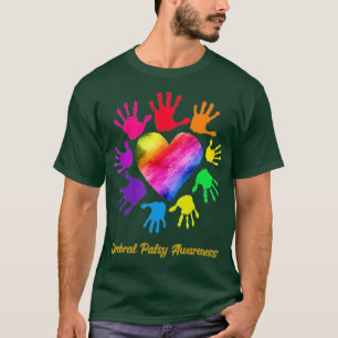 Vi Bära Rainbow Heart för Cerebral Palsy T Shirt