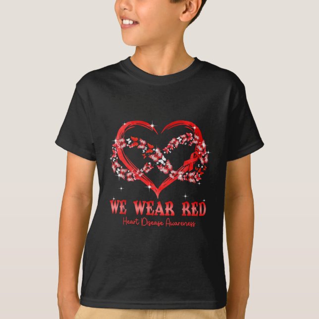 Vi Bära Red Butterfly Heart Disease Awarenes T Shirt (Framsida)