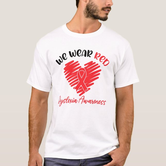 Vi Bära Red Dyslexia Awareness T Shirt (Framsida)