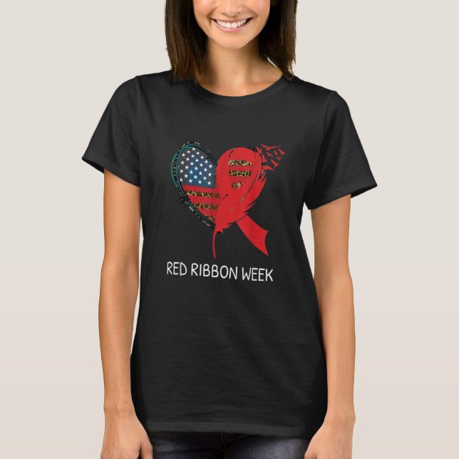Vi Bära Red for Red Ribbon Week Awareness American T Shirt (Framsida)