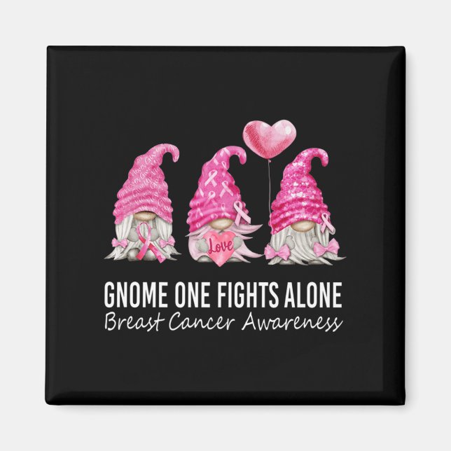 Vi Bära Rosa Gnome Gnomies Breast Cancer Awareness Magnet (Framsidan)
