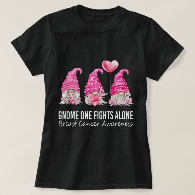 Vi Bära Rosa Gnome Gnomies Breast Cancer Awareness T Shirt (Design framsida)