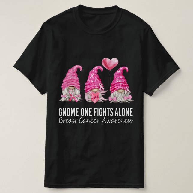 Vi Bära Rosa Gnome Gnomies Breast Cancer Awareness T Shirt (Design framsida)