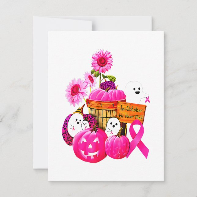 Vi Bära Rosa Spöken och pumpor för bröstcancer I Inbjudningar (Framsida)