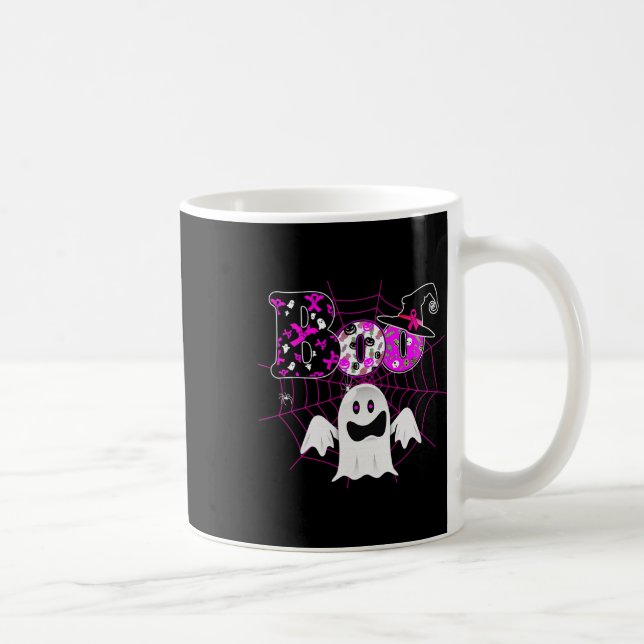 Vi Bära Rosa Witch Hat Boo Ghost Breast Cancer Hal Kaffemugg (Höger)