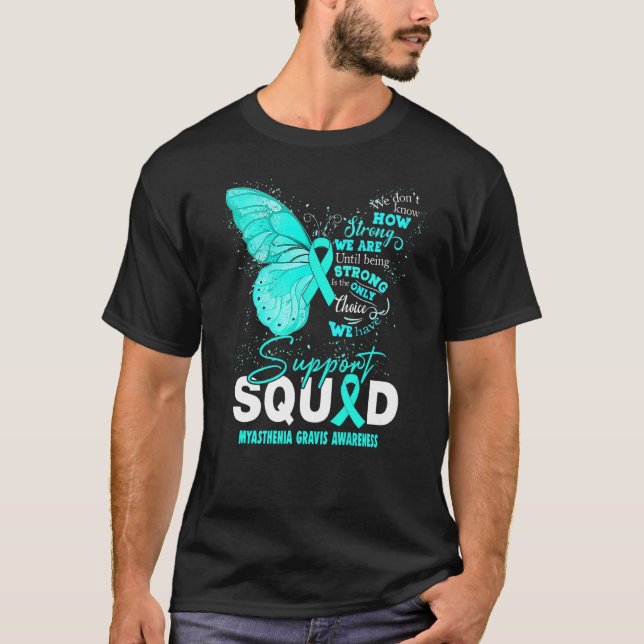 Vi Bära Teal Butterfly Support Myasthenia Gravis A T Shirt (Framsida)