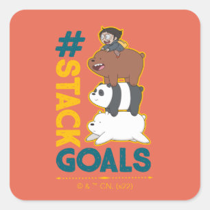 Vi Bare Bears and Chloe - #StackGoals Fyrkantigt Klistermärke