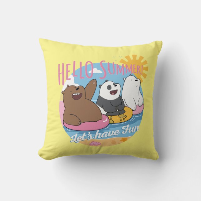 Vi Bare Bears - Hej Sommar! Låt oss ha Roligt Kudde (Framsida)