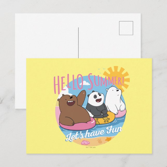 Vi Bare Bears - Hej Sommar! Låt oss ha Roligt Vykort (Fram/baksida)