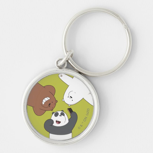 Vi Bare Bears - #SquadGoals Rund Silverfärgad Nyckelring (Framsidan)
