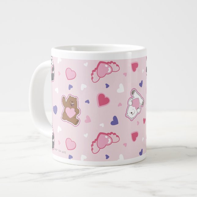 Vi Bare Bears - Valentine Hearts Mönster Jumbo Mugg (Framsida vänster)