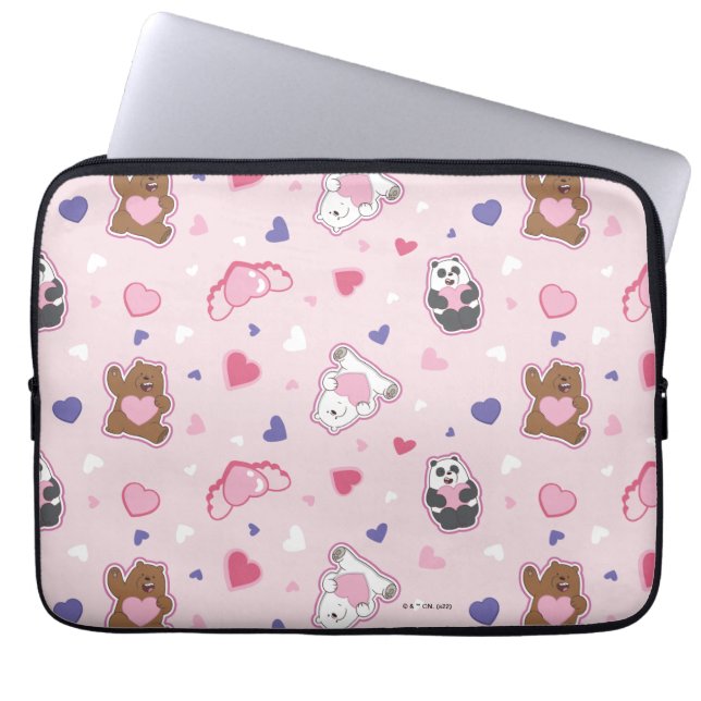 Vi Bare Bears - Valentine Hearts Mönster Laptop Fodral (Framsidan)