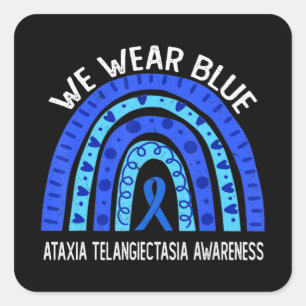 Vi Bäror blå för Ataxi Telangiectasia Awareness T Fyrkantigt Klistermärke