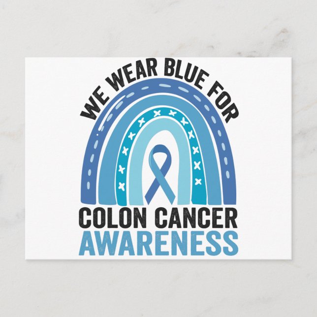 Vi Bäror blå för Colon Cancer Awareness Gift Vykort (Framsida)