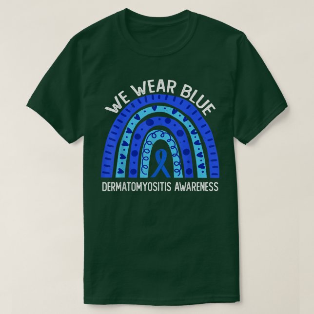 Vi Bäror blå för Dermatomyositis-medvetenhet T Shirt (Design framsida)