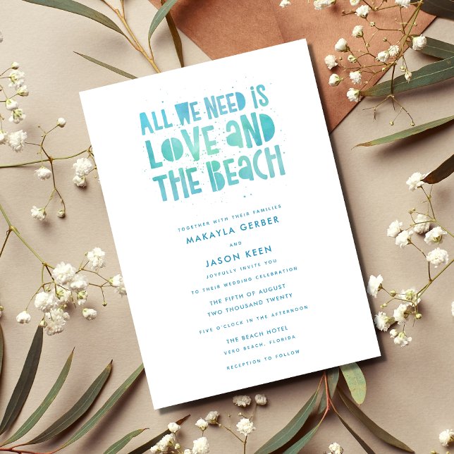 Vi behöver bara Avslappnad Kärlek Beach Wedding Inbjudningar (Skapare uppladdad)