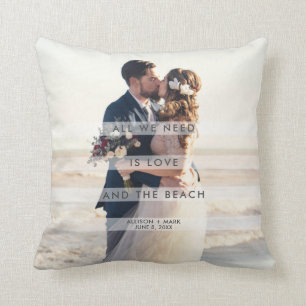 Vi behöver bara Kärlek och Beach Wedding Photo. Kudde