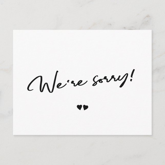 Vi beklagar uppskjutning av svartvitt vykort (Framsida)