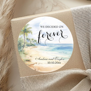 Vi beslutade om Forever Beach och Handflatan Träd Runt Klistermärke