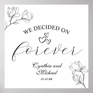 Vi beslutade om Forever Magnolia Line Art Bröllop Poster