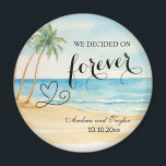 Vi beslutade till förmån för Forever Elegant bröll Magnet<br><div class="desc">En elegant bröllop-design med vattenfärgsstrand och handflatan träd som du kan anpassa med dina detaljer.</div>