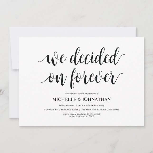 Vi bestämde oss för evigt, Förlovningsfest inbjuda Inbjudningar (Framsida)