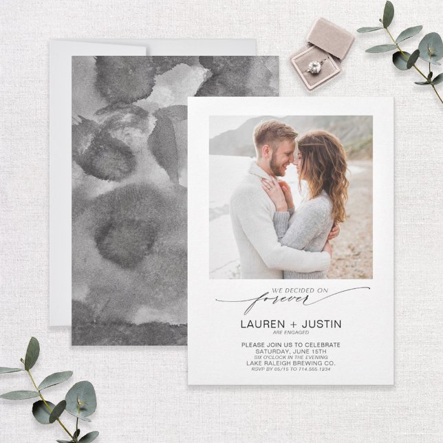 Vi bestämde oss för Forever Black White Photo Förl Inbjudningar (Skapare uppladdad)