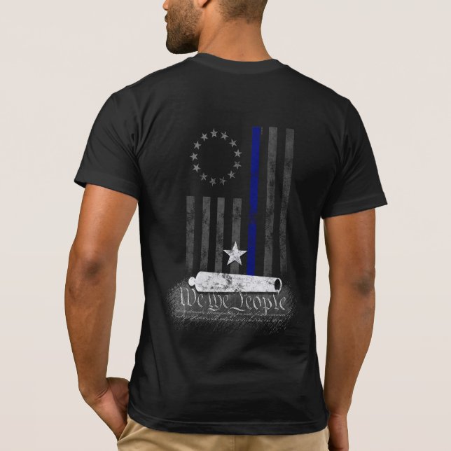 VI BETSY ROSS BLUE LINE AMERICAN FLAGGA T SHIRT (Baksida)