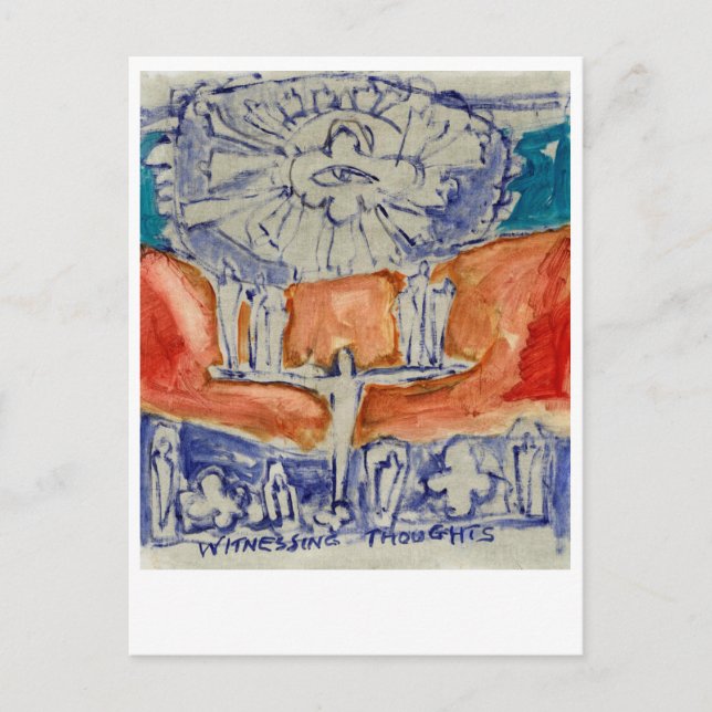 Vi bevittnar tankar. Eckhart Tolle. Vykort (Framsida)