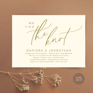 Vi binder ihop Knot Romantic Bröllop Elopement Mid Inbjudningar