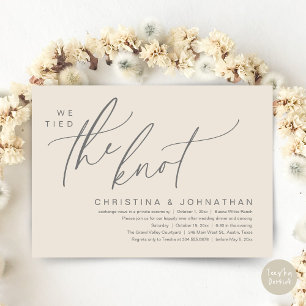 Vi binder ihop Knot Romantic Bröllop Elopement Mid Inbjudningar