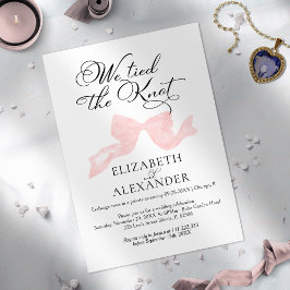 Vi binder knänan | Rosa Bow Bröllop Elopement Inbjudningar