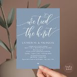 Vi binder knuten, Bröllop Elopement Dinner Party Inbjudningar<br><div class="desc">Markera början på din evighet med elegans med hjälp av vår vackra contemporary romantiska, dammiga blått, temat bröllop elopement firande inbjudningskort, "vi binder knuten". Perfekt för par att utvidga sitt glada tillfälle, denna inbjudan är sofistikerad med en antydan om spelaktsamhet, som anger en minnesvärd händelse. Med ett modernt tema för...</div>