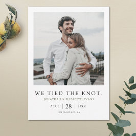 Vi binder samman Knot Modern Photo Elopement Bröll Meddelande
