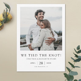 Vi binder samman Knot Modern Photo Elopement Bröll Meddelande
