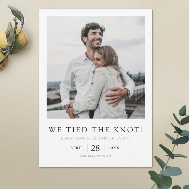 Vi binder samman Knot Modern Photo Elopement Bröll Meddelande (Skapare uppladdad)