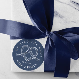 Vi binder samman Knot Rope Heart Nautical Navy & W Runt Klistermärke