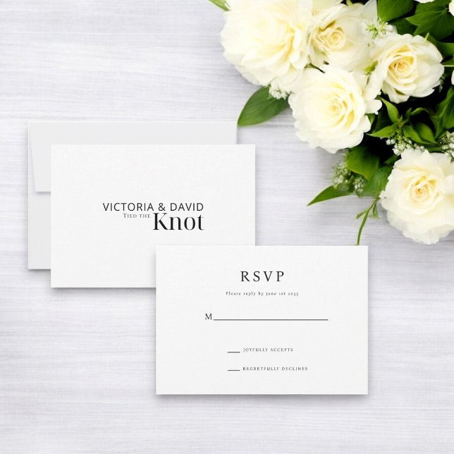 Vi binder till knölutgjutelse/bröllopsmottagning OSA kort (matching elopmemt we   tied the knot typography design wedding reception party invitation)