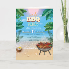 Vi bjuder in Beach Beach BBQ Sommar Helgkort
