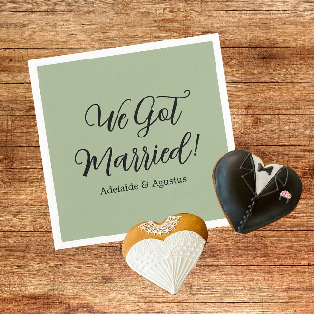 Vi blev gifta Grön Bröllopsmottagning Pappersservett (Skapare uppladdad)