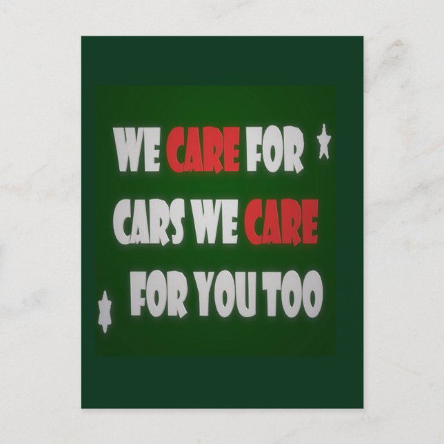 Vi bryr oss om Poster bilar Vykort (Framsida)