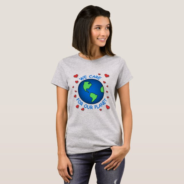 Vi bryr oss om vår planet t-shirt (Hel framsida)