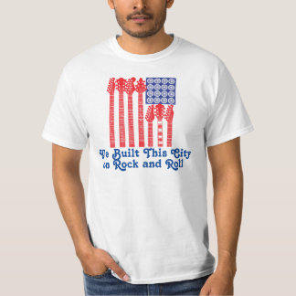 Vi byggde denna stad på sten - och - rulle t shirt