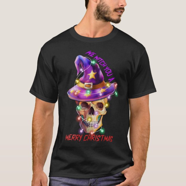 Vi byter en god jul Skeleton Santa roligt T Shirt (Framsida)