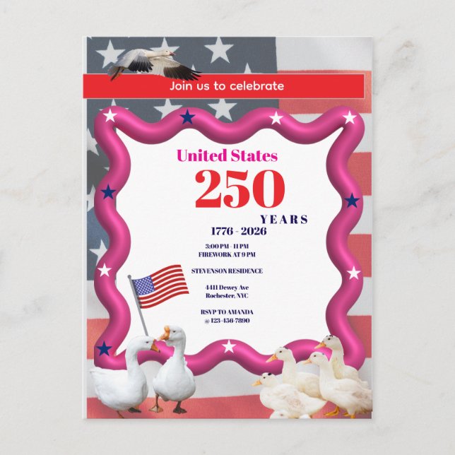 Vi De Dumma Gässen 250:e Roliga Firande Inbjudan Vykort (Framsida)