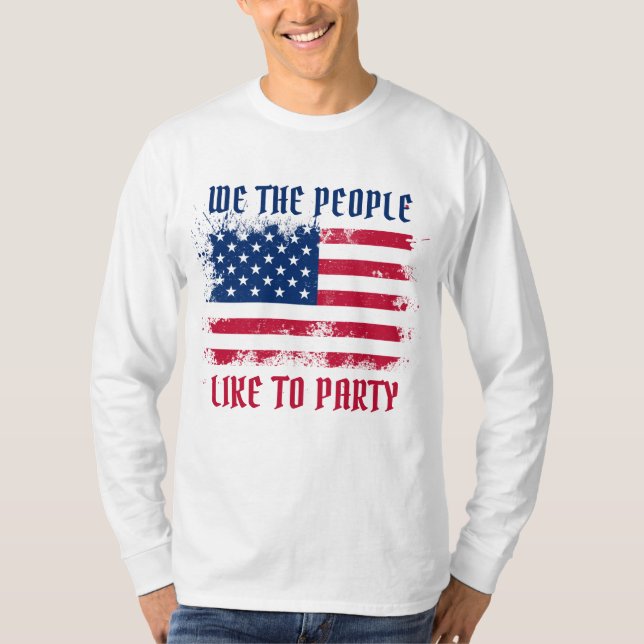 Vi, den 4 juli, i USA flagga, den ädla Distress T Shirt (Framsida)