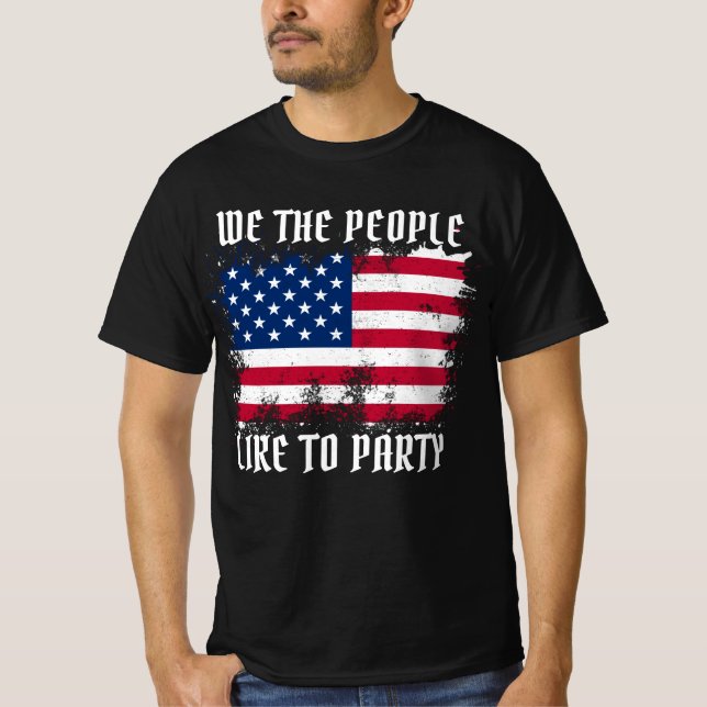 Vi, den 4 juli, i USA flagga, den ädla Distress T Shirt (Framsida)