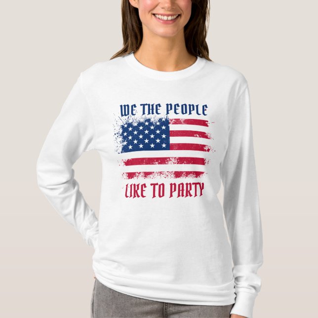 Vi, den 4 juli, i USA flagga, den ädla Distress T Shirt (Framsida)